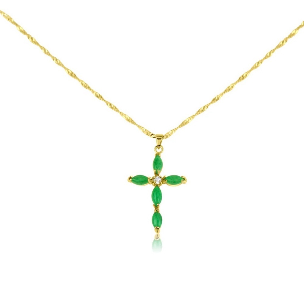 Jade Cross Pendant Necklace 18inch - Picture 5 of 8